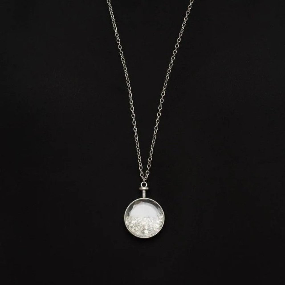 Necklace, Silver, Lengthen chain, Floating crystals